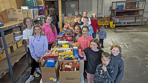 Aurora Middle School students showed up in a big way, donating over 1,100 pounds of food and other items for the Hamilton County Food Pantry April 26 after over a week of school-wide collection efforts. 