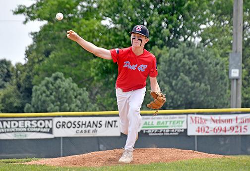 Dylan Ronnau did everything to help his Aurora Cooperative Juniors team win Friday, including nearly 100 pitches on the mound. 